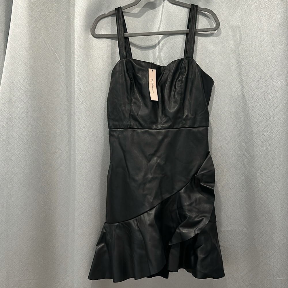 BCBGeneration black faux leather dress size medium.